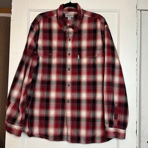 Carhartt long sleeve plaid 100% cotton button down shirt